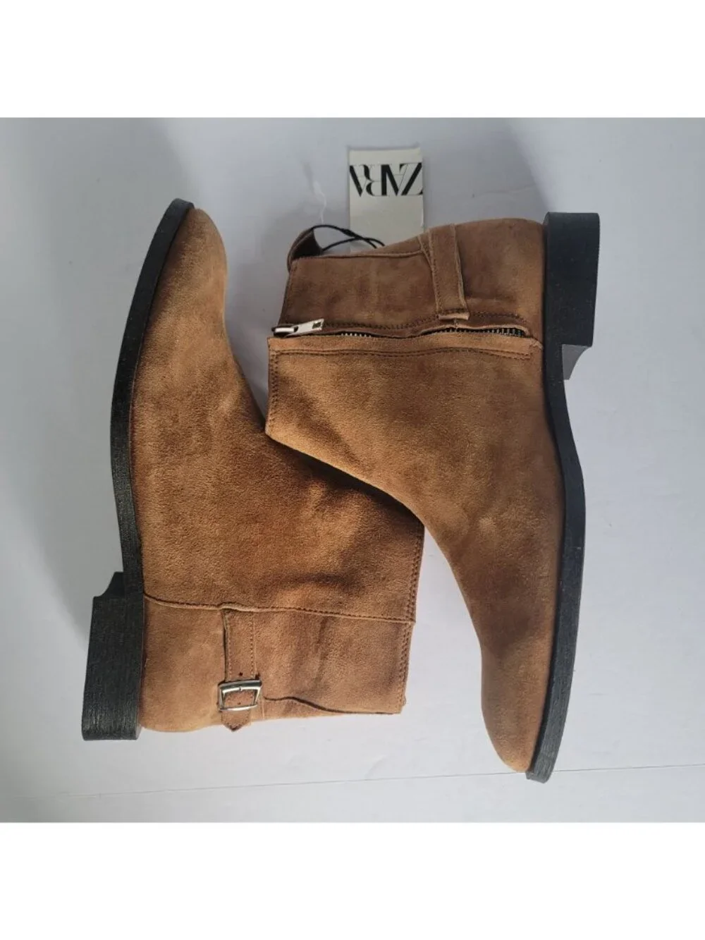 Zara Men's Tan Suede Chelsea Ankle Boots Casual Dress Designer Booties. Size 7